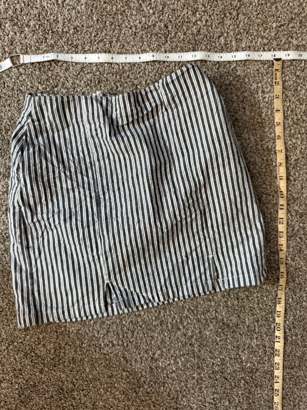 Hollister Ultra High Rise Striped Mini Skirt Womens Small Black White Linen Blen